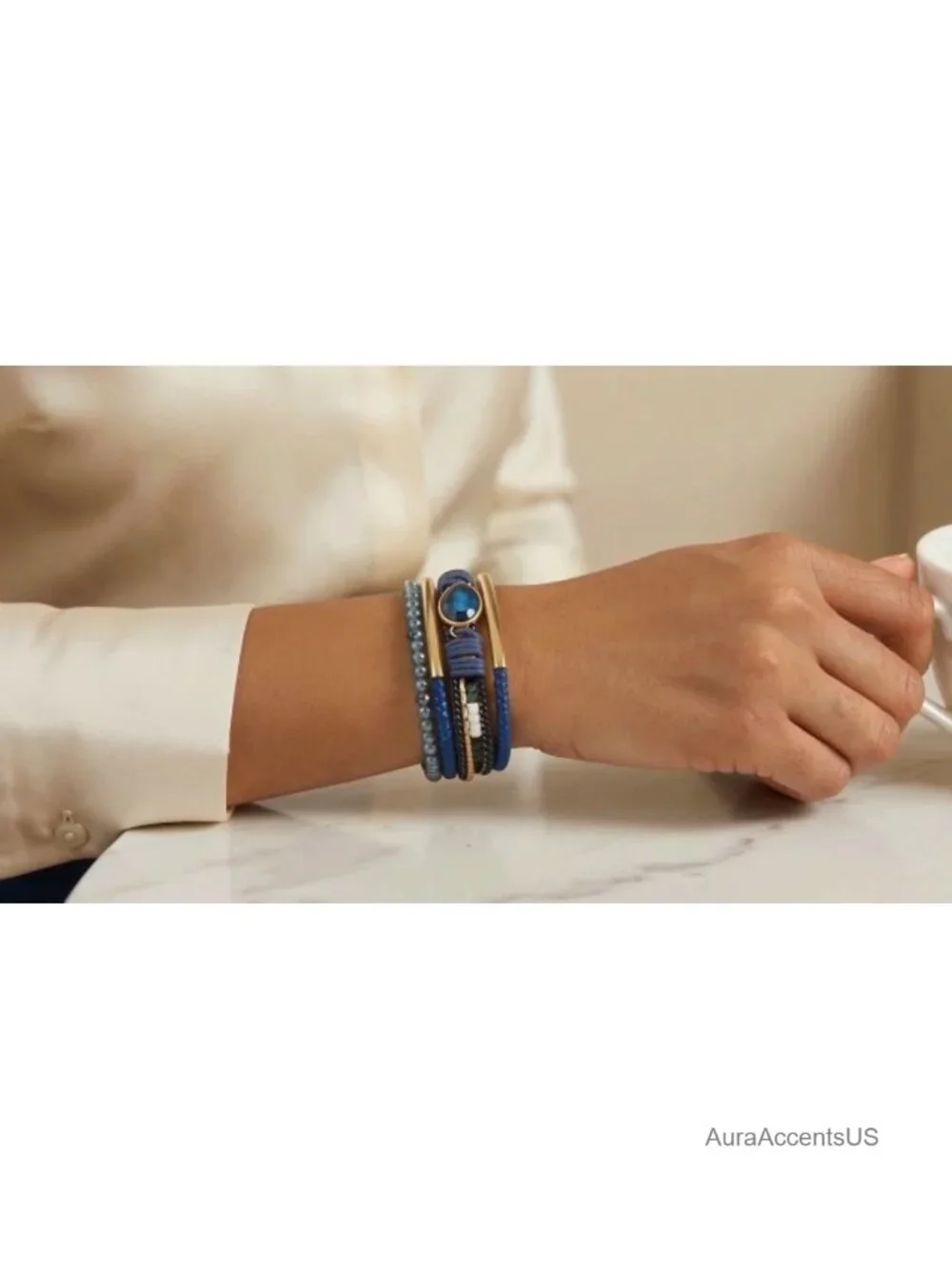 Leather Wrap Bracelet Boho Cuff Bangle Layered Women's Adjustable